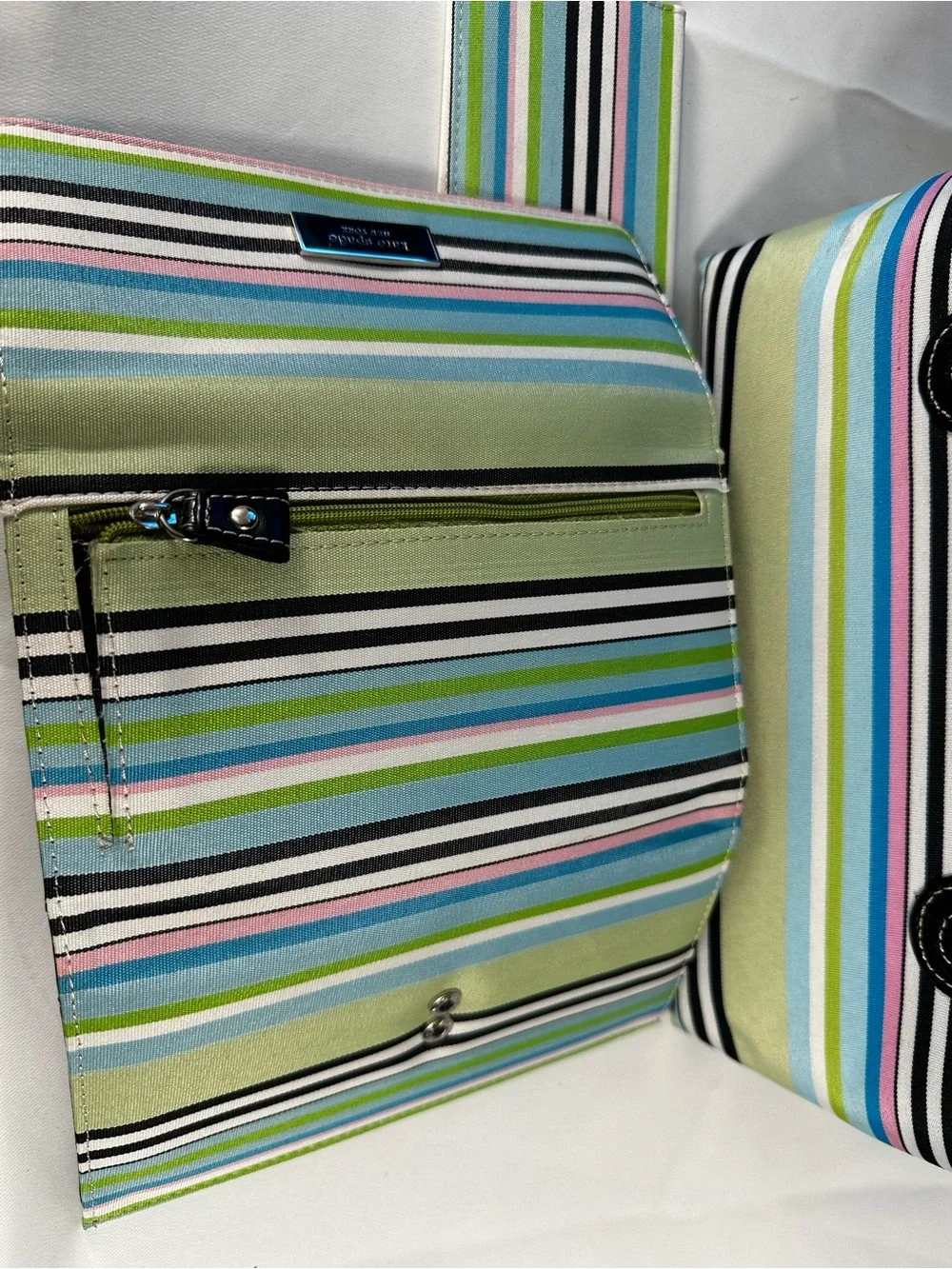 3piece Vintage kate spade Multicolor Stripe Tote w/ Wallet and checkbook holder